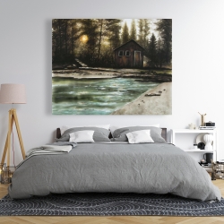 Canvas 48 x 60 - Cabin in the forest