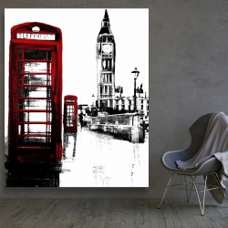 Canvas 48 x 60 - Telephone box and big ben of london