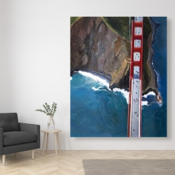 Toile 48 x 60 - Vue aérienne du golden gate et ses montagnes