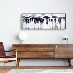 Framed 16 x 48 - Abstract silhouettes under the rain