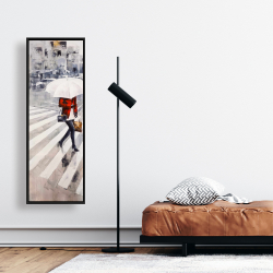 Encadré 16 x 48 - Femme marchant avec son parapluie