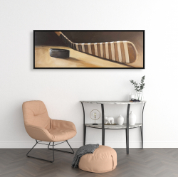 Framed 16 x 48 - Stick and hockey puck