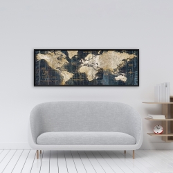 Framed 16 x 48 - Vintage world map