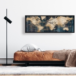 Framed 16 x 48 - Vintage world map