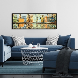 Framed 16 x 48 - Reflections of a colorful city