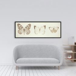 Framed 16 x 48 - Sepia butterflies