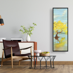 Framed 16 x 48 - Spring lanscape with a tree in a lake