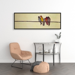 Framed 16 x 48 - Five birds on a branch