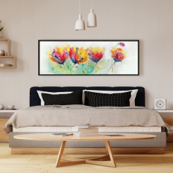 Encadré 16 x 48 - Quatre fleurs colorées