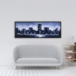 Framed 16 x 48 - Dark blue cityscape