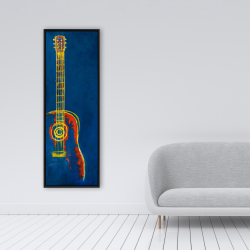 Framed 16 x 48 - Modern blue abstract guitar