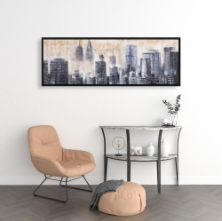 Framed 16 x 48 - Buildings through the clouds 