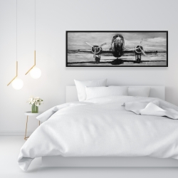 Encadré 16 x 48 - Avion en tons de gris