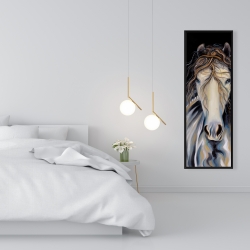 Framed 16 x 48 - Abstract horse with curly mane