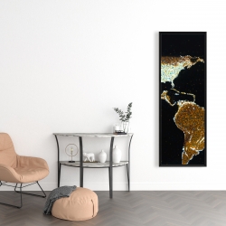 Framed 16 x 48 - American continent at night