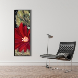 Framed 16 x 48 - Echinopsis red cactus flower