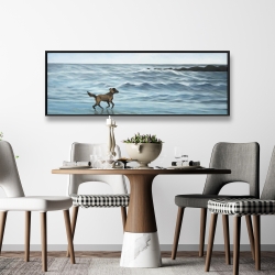 Framed 16 x 48 - Dog on the beach