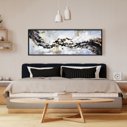 Framed 16 x 48 - Texturized abstract wave
