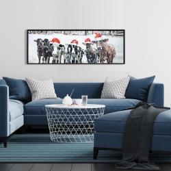 Framed 16 x 48 - Curious christmas cows