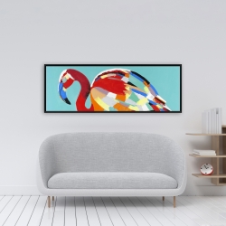 Framed 16 x 48 - Abstract flamingo