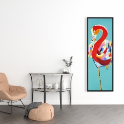 Framed 16 x 48 - Colorful flamingo
