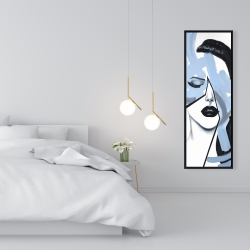 Framed 16 x 48 - Abstract blue woman portrait