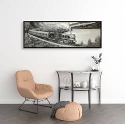Framed 16 x 48 - Vintage passenger locomotive 