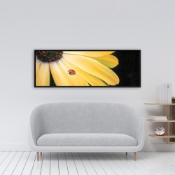 Framed 16 x 48 - Yellow daisy and ladybug