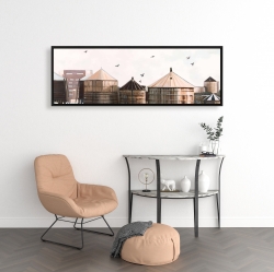 Framed 16 x 48 - Water towers