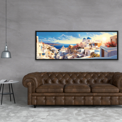 Framed 20 x 60 - High view of santorini