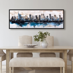 Framed 20 x 60 - Abstract city with reflection on water