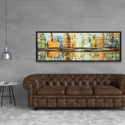 Framed 20 x 60 - Reflections of a colorful city