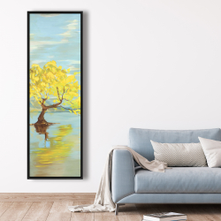 Framed 20 x 60 - Spring lanscape with a tree in a lake
