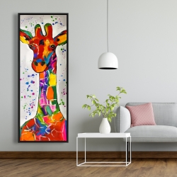Encadré 20 x 60 - Girafe abstraite et colorée avec éclats de peinture