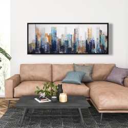 Framed 20 x 60 - Texturized abstract city