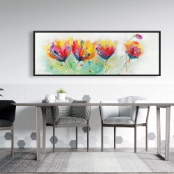 Encadré 20 x 60 - Quatre fleurs colorées