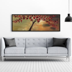 Framed 20 x 60 - Red flowers tree