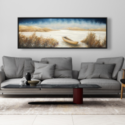 Framed 20 x 60 - Boat in the middle of a swamp