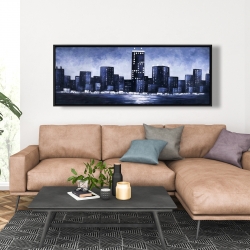 Framed 20 x 60 - Dark blue cityscape