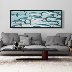 Framed 20 x 60 - Small fish of caesio caerulaurea