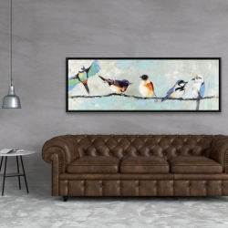 Encadré 20 x 60 - Petits oiseaux colorés