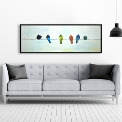 Encadré 20 x 60 - Oiseaux abstrait perchés