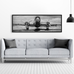 Encadré 20 x 60 - Avion en tons de gris