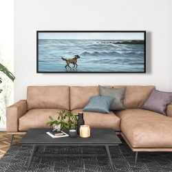 Framed 20 x 60 - Dog on the beach