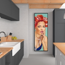 Encadré 20 x 60 - Femme rétro avec bigoudis