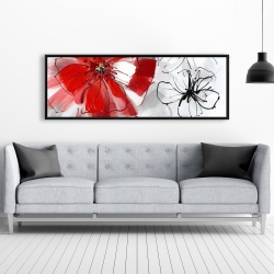 Encadré 20 x 60 - Fleurs rouges et grises