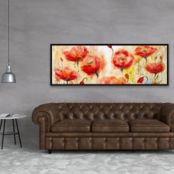 Framed 20 x 60 - Red flowers garden