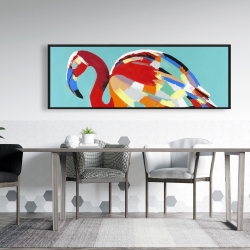 Framed 20 x 60 - Abstract flamingo