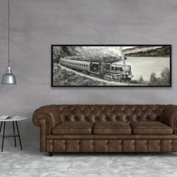 Framed 20 x 60 - Vintage passenger locomotive 