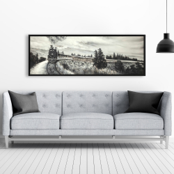 Framed 20 x 60 - Steam engine train